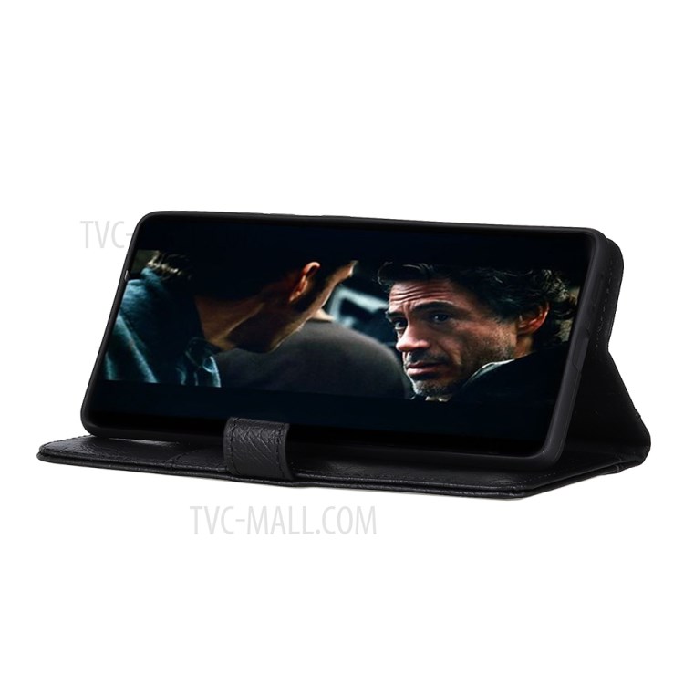 Rinoceronte Carteira Grão Couro Estande Capa Protetora Para Sony Xperia 10 II - Preto-6