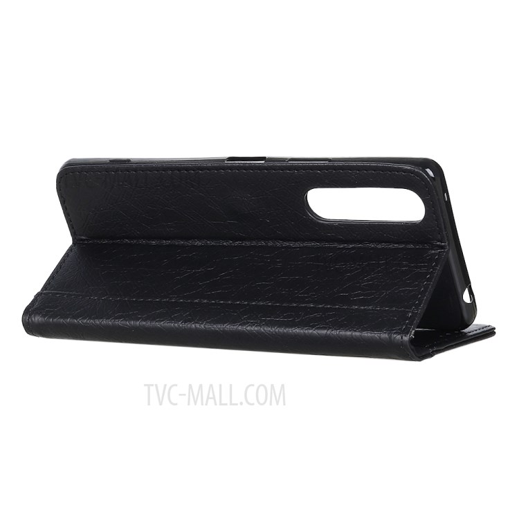 Rinoceronte Carteira Grão Couro Estande Capa Protetora Para Sony Xperia 10 II - Preto-7