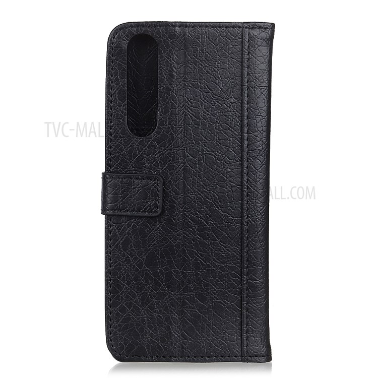 Rinoceronte Carteira Grão Couro Estande Capa Protetora Para Sony Xperia 10 II - Preto-8