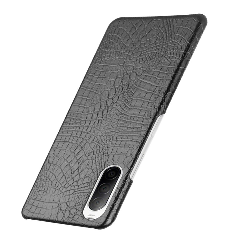 Crocodile Skin PU Leather + PC Phone Case Shell for Sony Xperia 10 II - Black-3