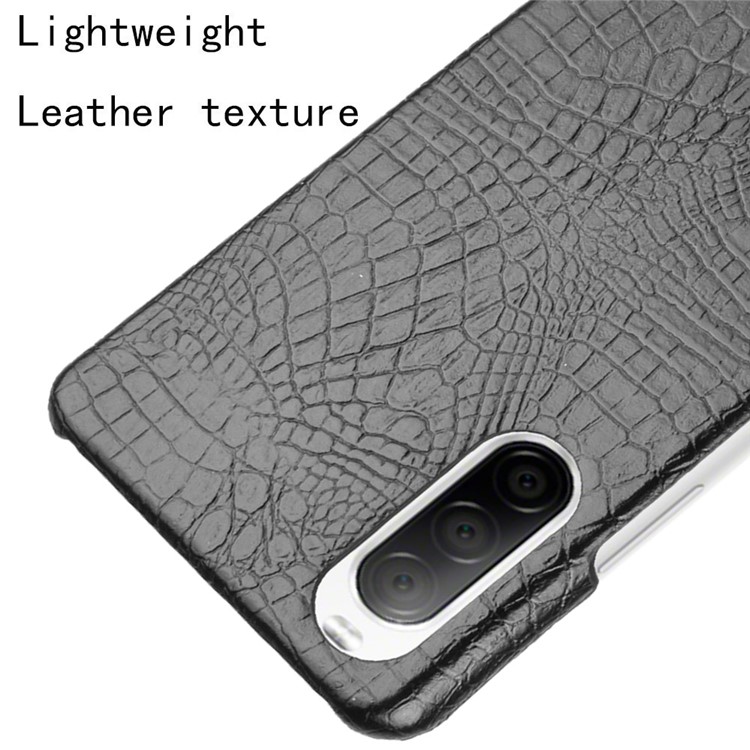 Crocodile Skin PU Leather + PC Phone Case Shell for Sony Xperia 10 II - Black-4