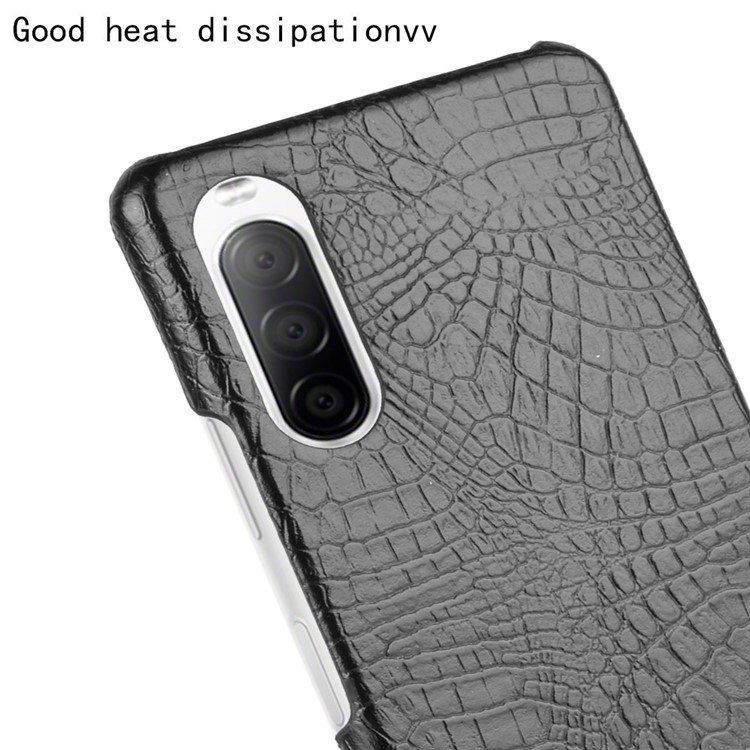 Crocodile Skin PU Leather + PC Phone Case Shell for Sony Xperia 10 II - Black-5