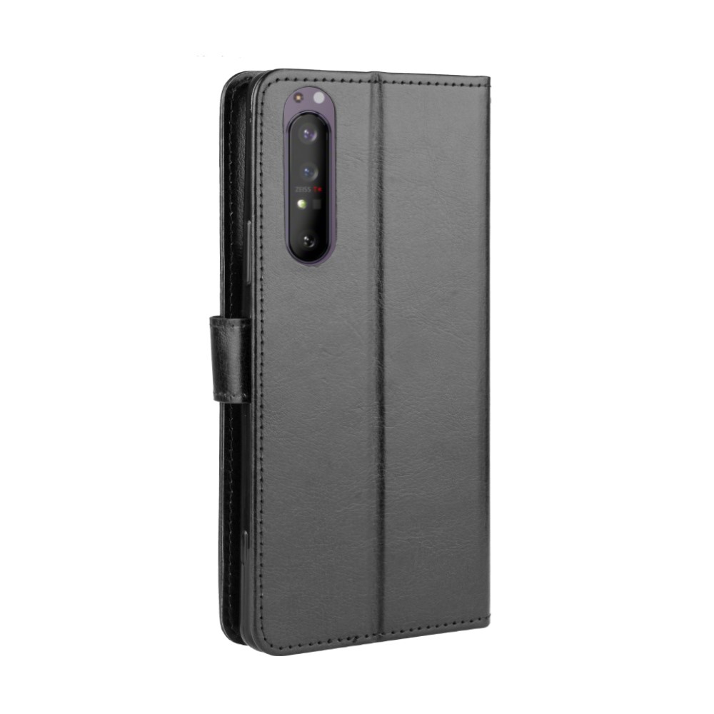 For Sony Xperia 1 II Crazy Horse PU Leather Wallet Cell Phone Cover - Black-6