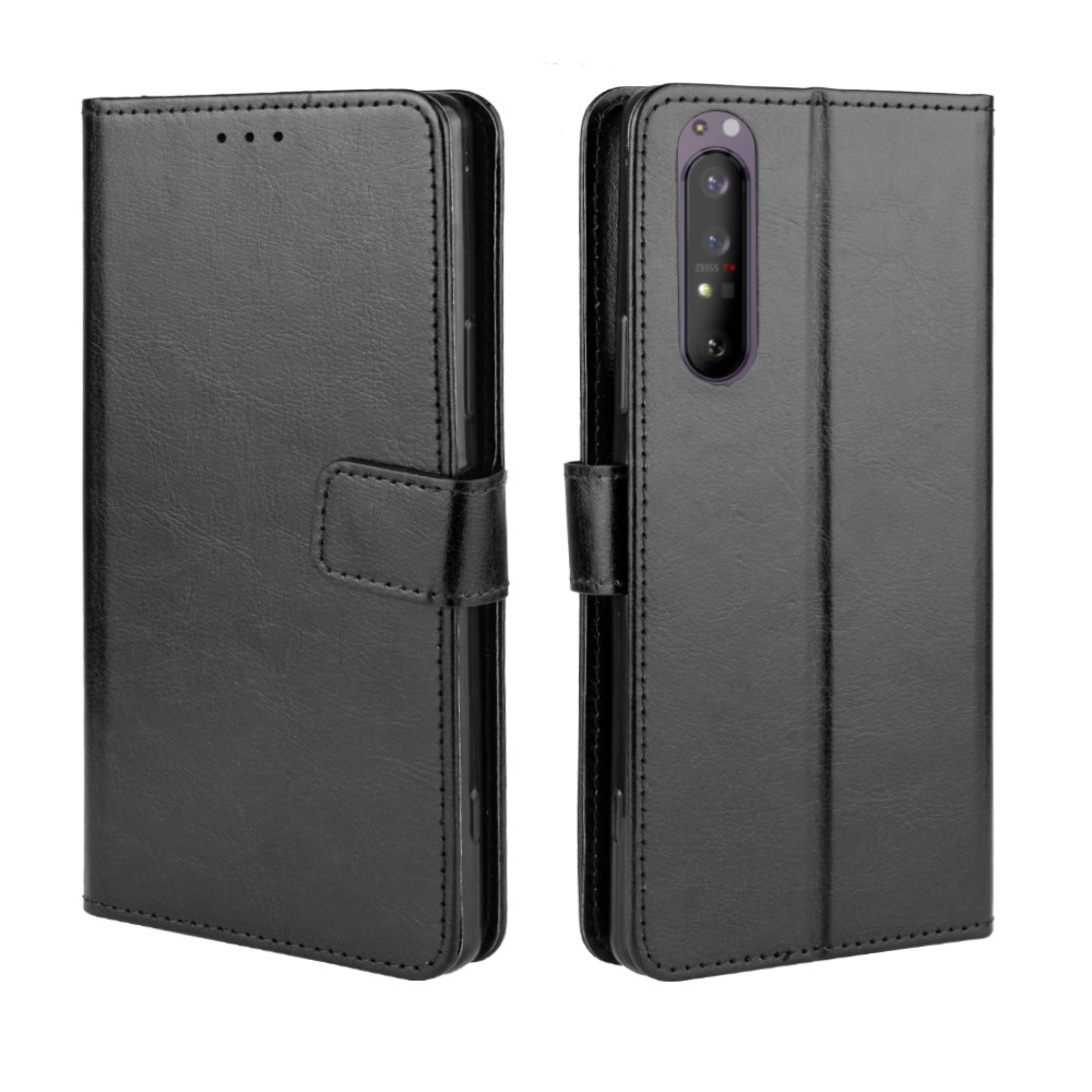 For Sony Xperia 1 II Crazy Horse PU Leather Wallet Cell Phone Cover - Black-7