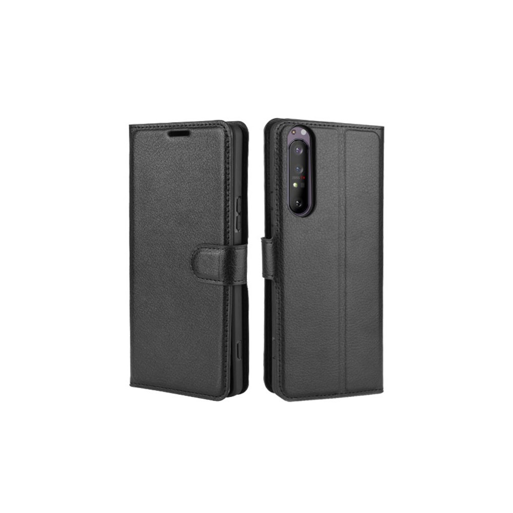 Litchi Skin Wallet Leather Stand Case for Sony Xperia 1 II - Black-2