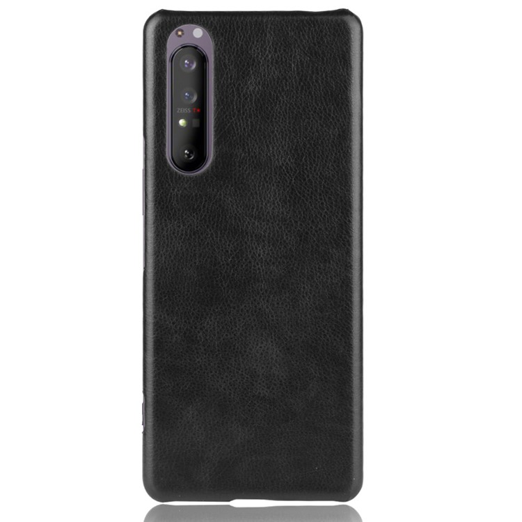 Litchi Skin Leather Coated Hard PC Stylish Case for Sony Xperia 1 II - Black-2