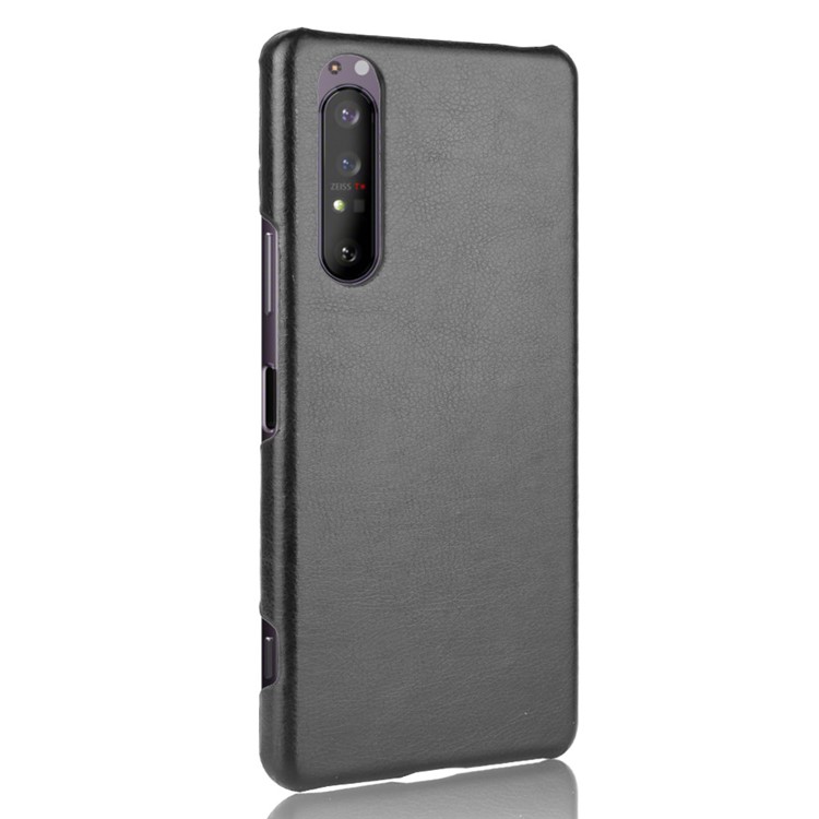 Litchi Skin Leather Coated Hard PC Stylish Case for Sony Xperia 1 II - Black-3