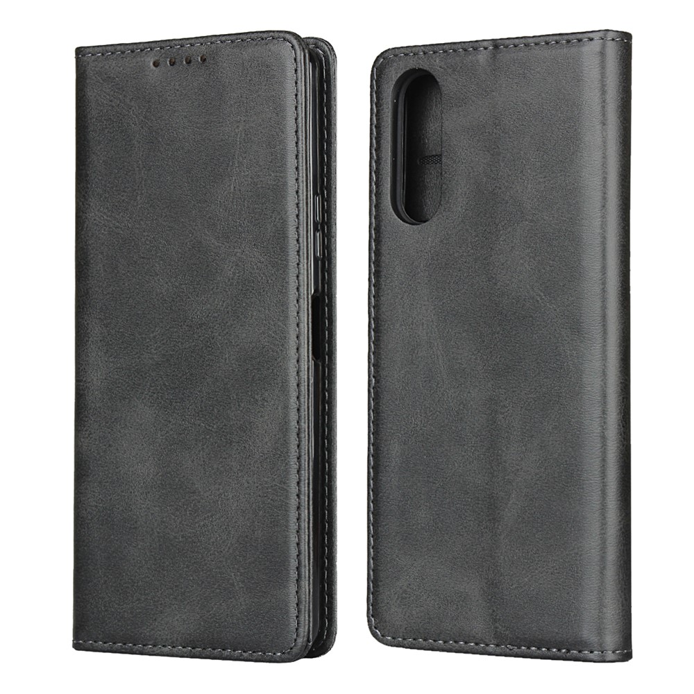 Auto-absorbed Leather Wallet Case for Sony Xperia 10 II - Black-1