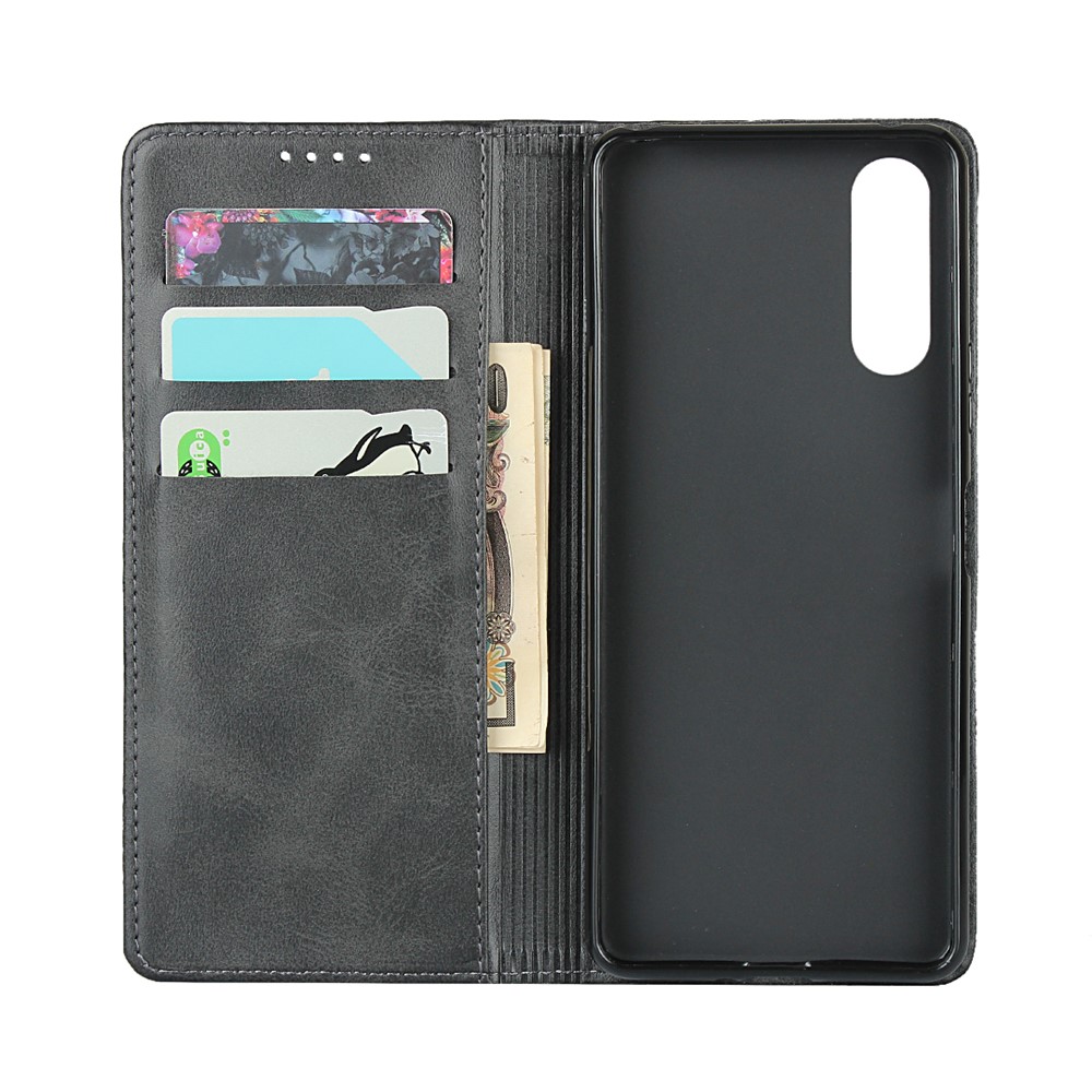 Auto-absorbed Leather Wallet Case for Sony Xperia 10 II - Black-4