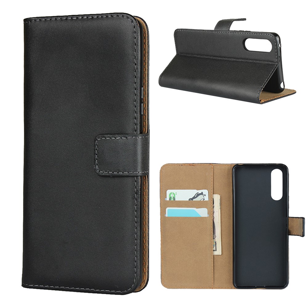 Genuine Leather Wallet Stand Cover for Sony Xperia 10 II-12