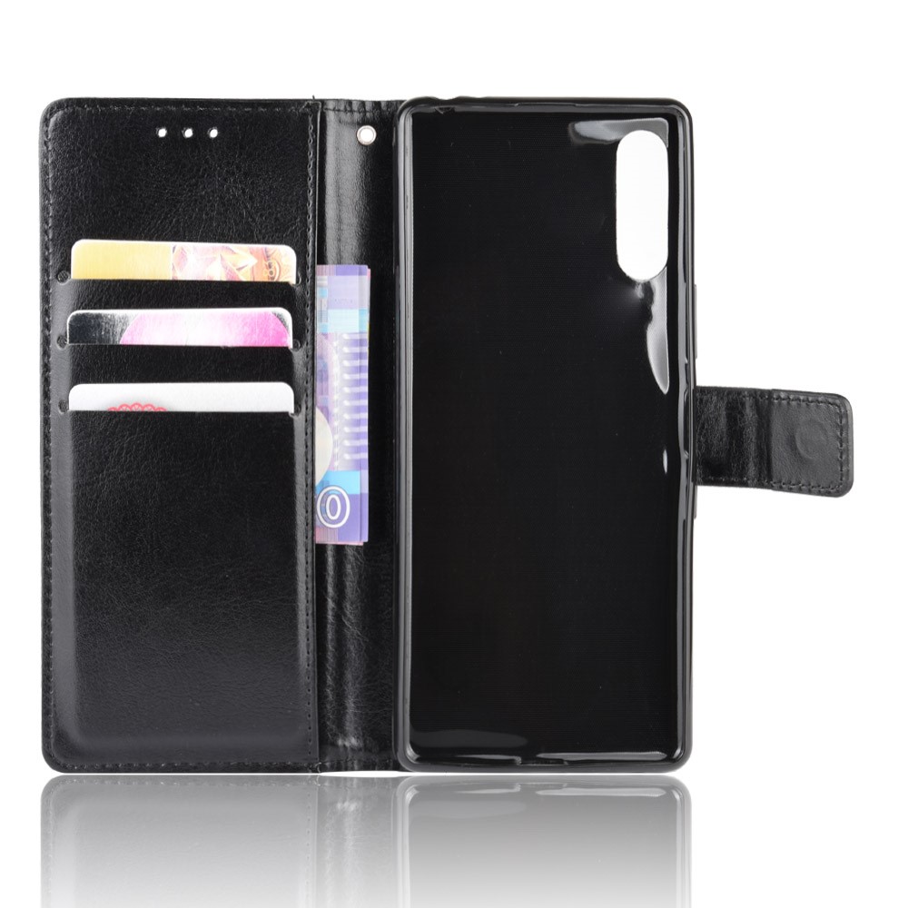 Custodia Per Cellulare Crazy Horse Wallet Per Sony Xperia L4 - Nero