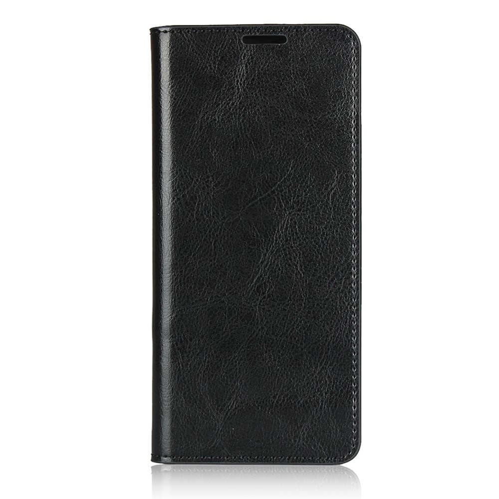 Crazy Horse Wallet Stand Genuine Leather Case Phone Shell for Sony Xperia 10 II - Black-2