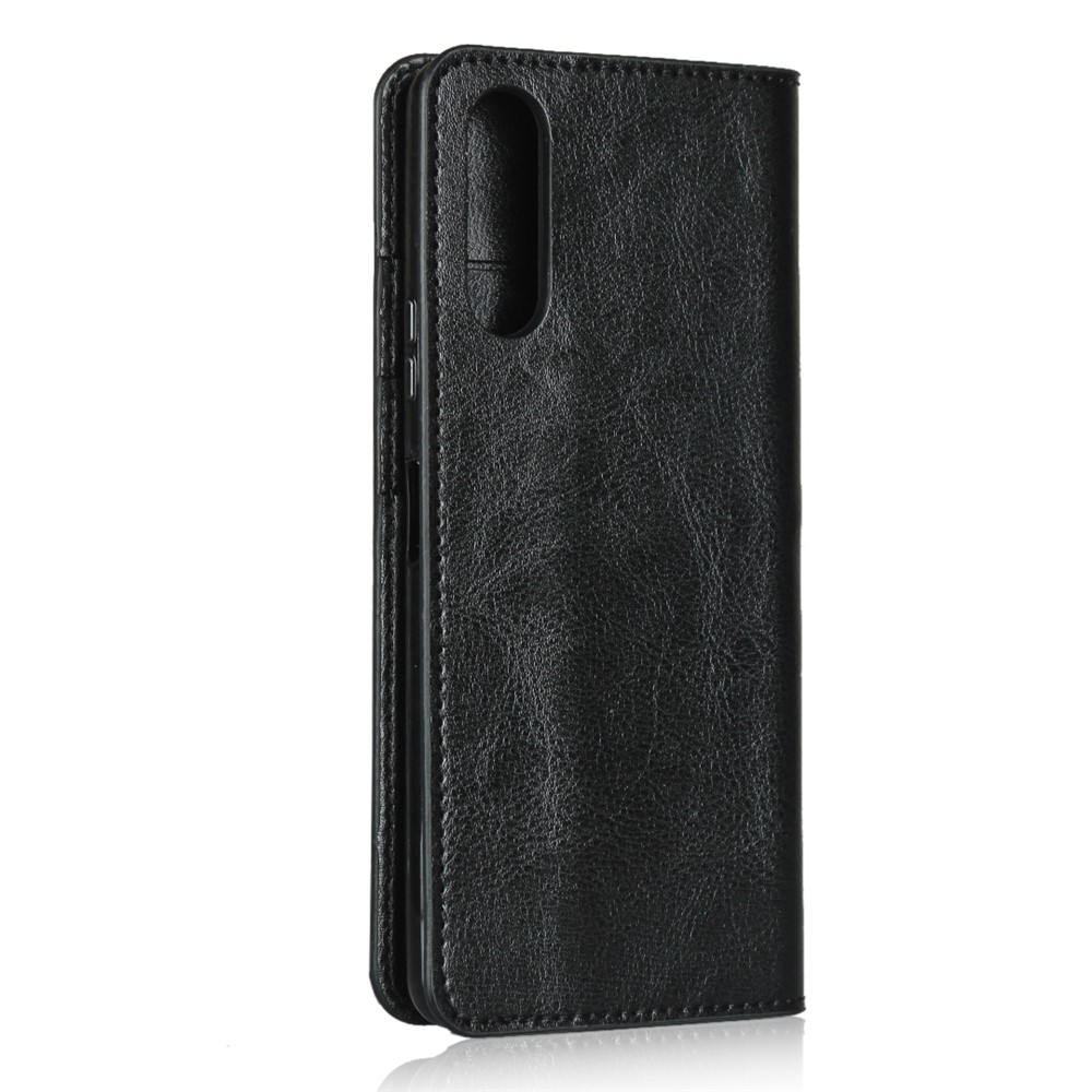 Crazy Horse Wallet Stand Genuine Leather Case Phone Shell for Sony Xperia 10 II - Black-3