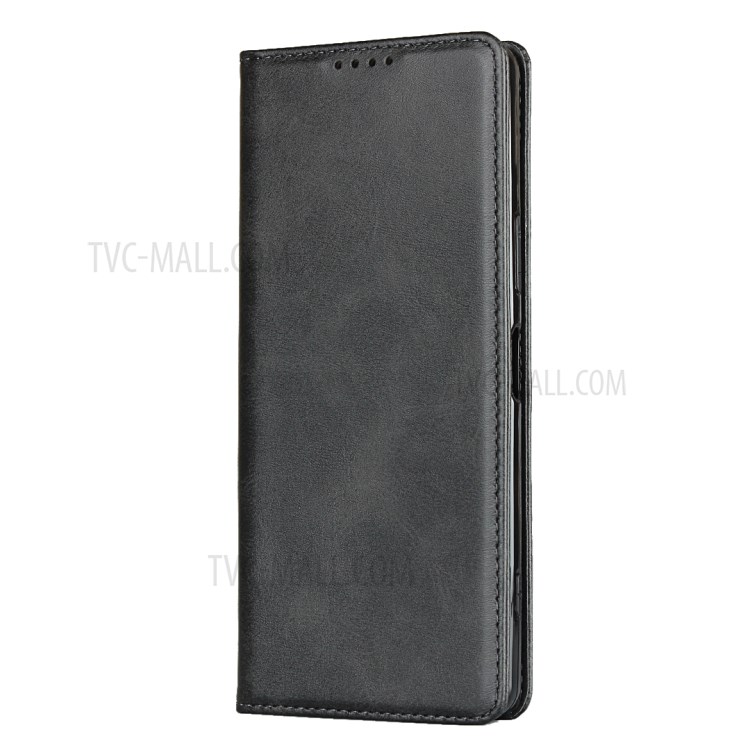 Auto-absorbed Leather Shell Wallet Stand Protective Case for Sony Xperia 1 II - Black-2
