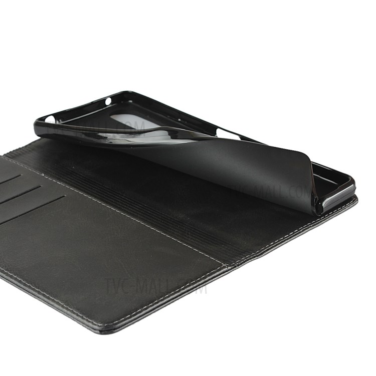 Auto-absorbed Leather Shell Wallet Stand Protective Case for Sony Xperia 1 II - Black-7