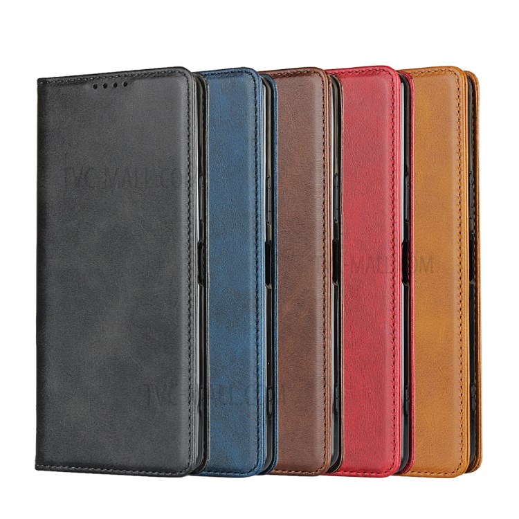 Auto-absorbed Leather Shell Wallet Stand Protective Case for Sony Xperia 1 II - Black-8