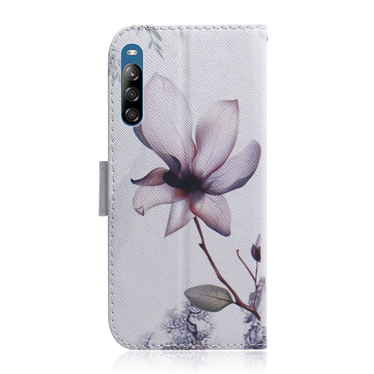 Pattern Printing Wallet Leather Case Stand Phone Covering with Lanyard for Sony Xperia L4 - Beautiful Flowers-3