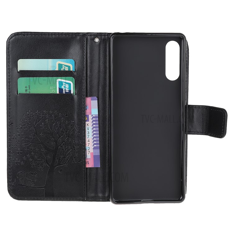 Imprint Tree Owl Leather Stylish Wallet Stand Case for Sony Xperia L4 - Black-5