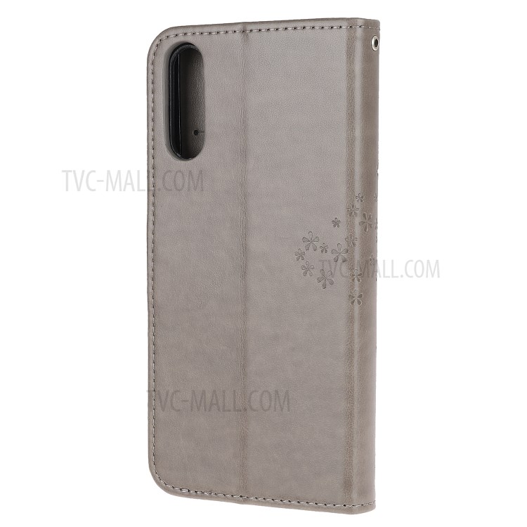 Coruja Árvore De Couro Elegante Caso Estande Carteira Marca Para Sony Xperia L4 - Cinzento-3