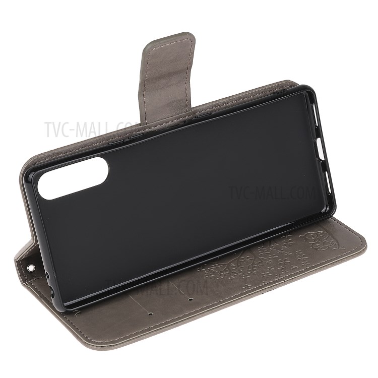 Coruja Árvore De Couro Elegante Caso Estande Carteira Marca Para Sony Xperia L4 - Cinzento-4