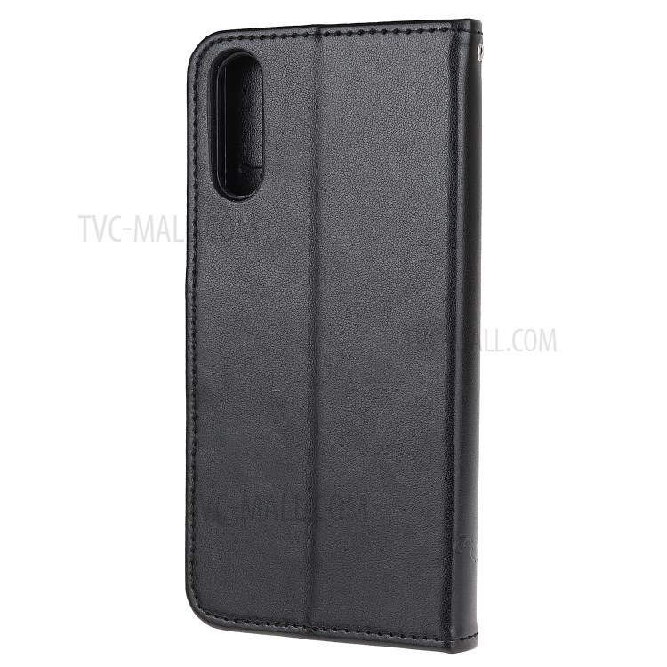 Imprint Butterfly Flower Wallet Stand Leather Flip Cover for Sony Xperia L4 - Black-3