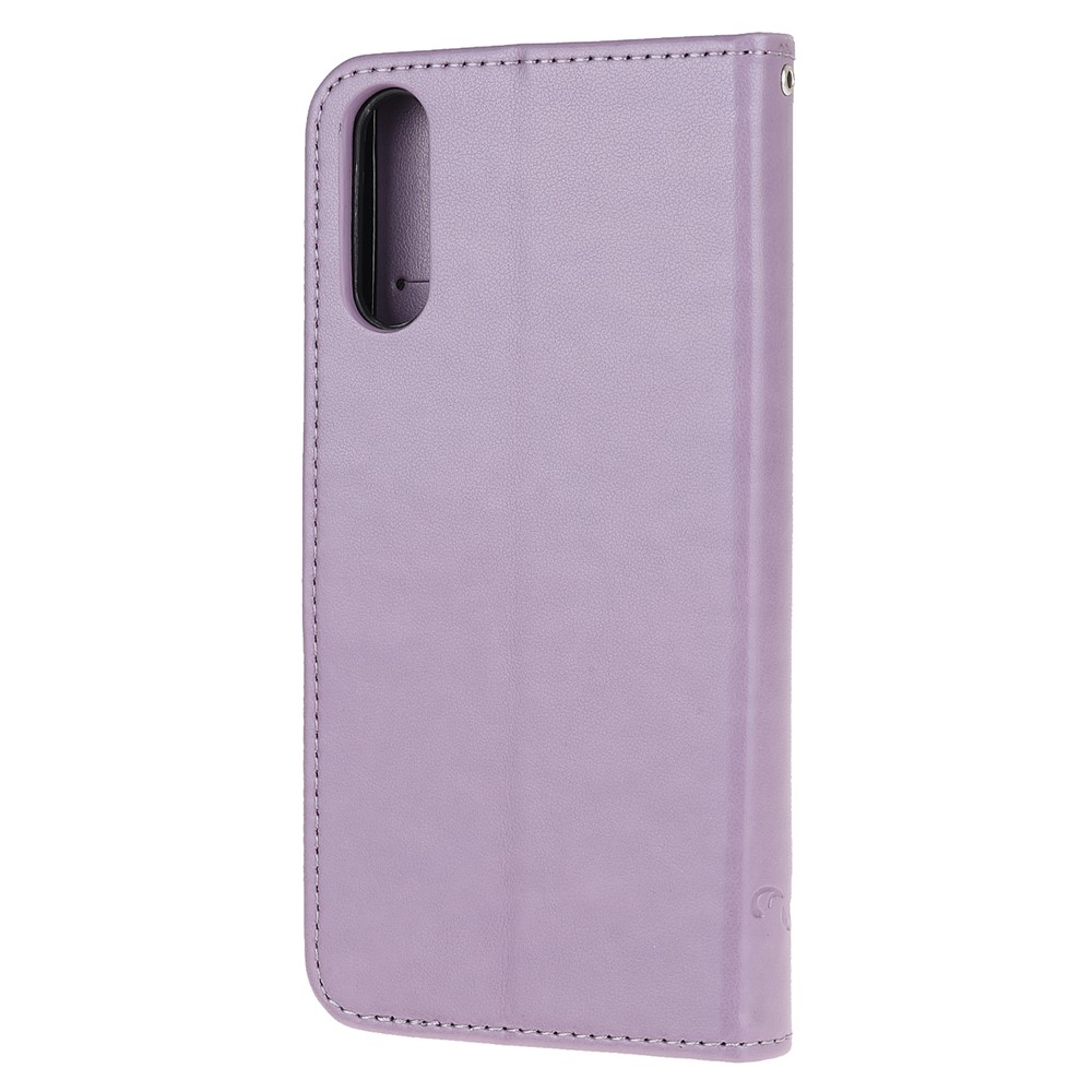 Imprint Butterfly Flower Wallet Stand Leather Flip Cover Для Sony Xperia L4 - Светло-фиолетовый-3