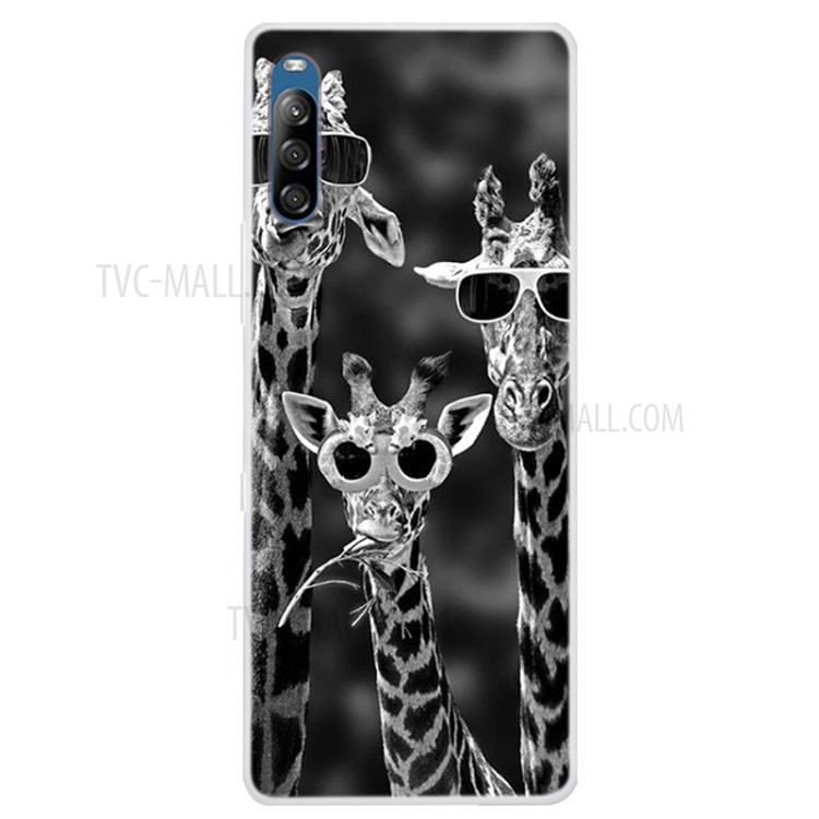 Impressão Belo Padrão Telefone TPU Tampa Da Caixa Macia Para Sony Xperia L4 - Girafa-1