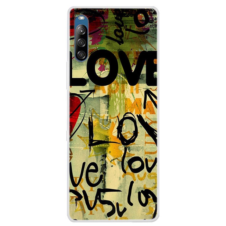 Pattern Printing Soft TPU Phone Shell for Xperia L4 - Love Letters-1