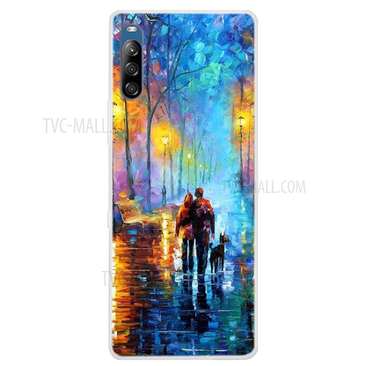 Pattern Printing Soft TPU Phone Shell for Xperia L4 - Couples on the Street-1