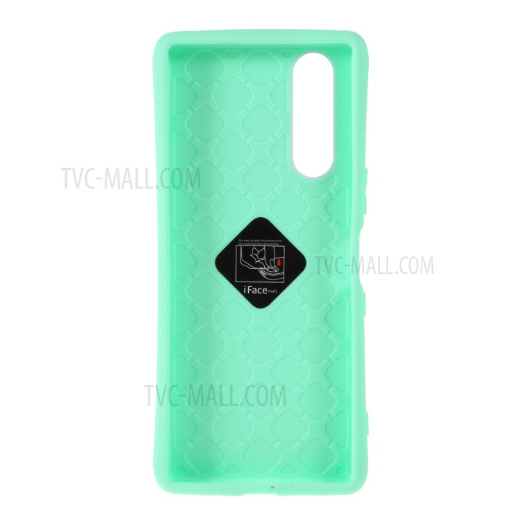 IFACE MALL Série Macaron PC TPU Caso De Proteção De Combinação Para Sony Xperia 5 - Azul / Ciano-3