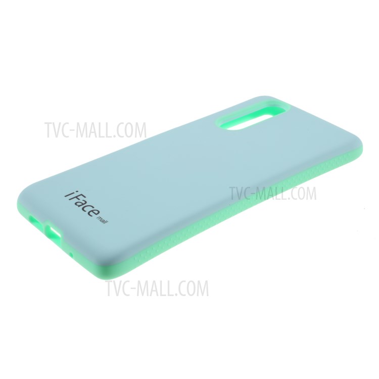 IFACE MALL Série Macaron PC TPU Caso De Proteção De Combinação Para Sony Xperia 5 - Azul / Ciano-5