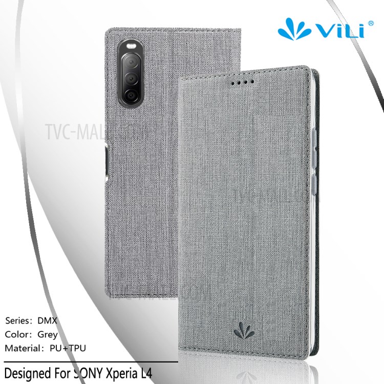 VILI DMX Cross Texture Card Slot Stand Leather Shell for Sony Xperia L4 - Grey-10