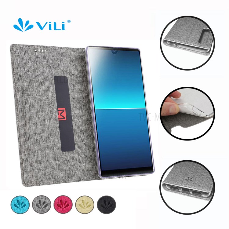 IVL Coque En Cuir Stand Fente Pour Carte DMX Texture Croix Pour Sony Xperia L4 - Gris-3