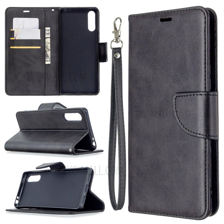 Shell Carteira De Couro Com Caso De Suporte Para Sony Xperia L4 - Preto-1