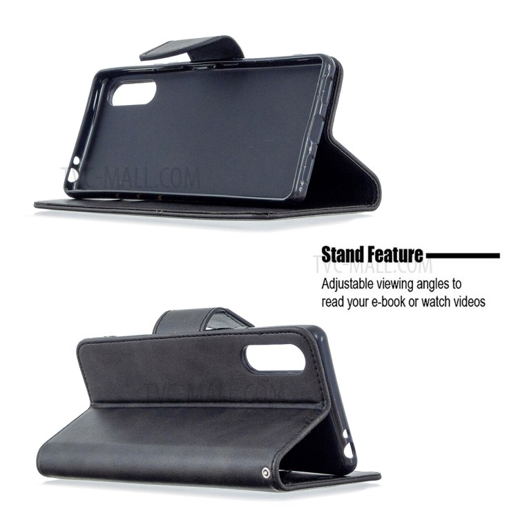 Shell Carteira De Couro Com Caso De Suporte Para Sony Xperia L4 - Preto-5