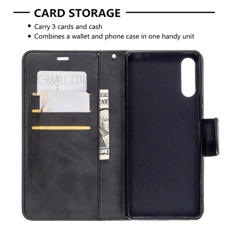 Shell Carteira De Couro Com Caso De Suporte Para Sony Xperia L4 - Preto-6
