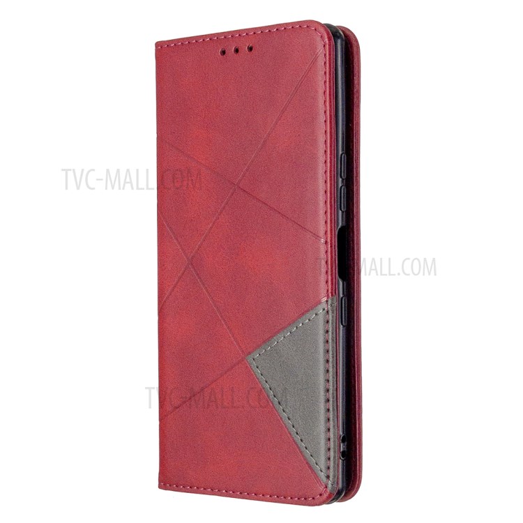 Padrão Estande Caso Titular Do Cartão De Couro Geométrica Para Sony Xperia L4 - Vermelho-2