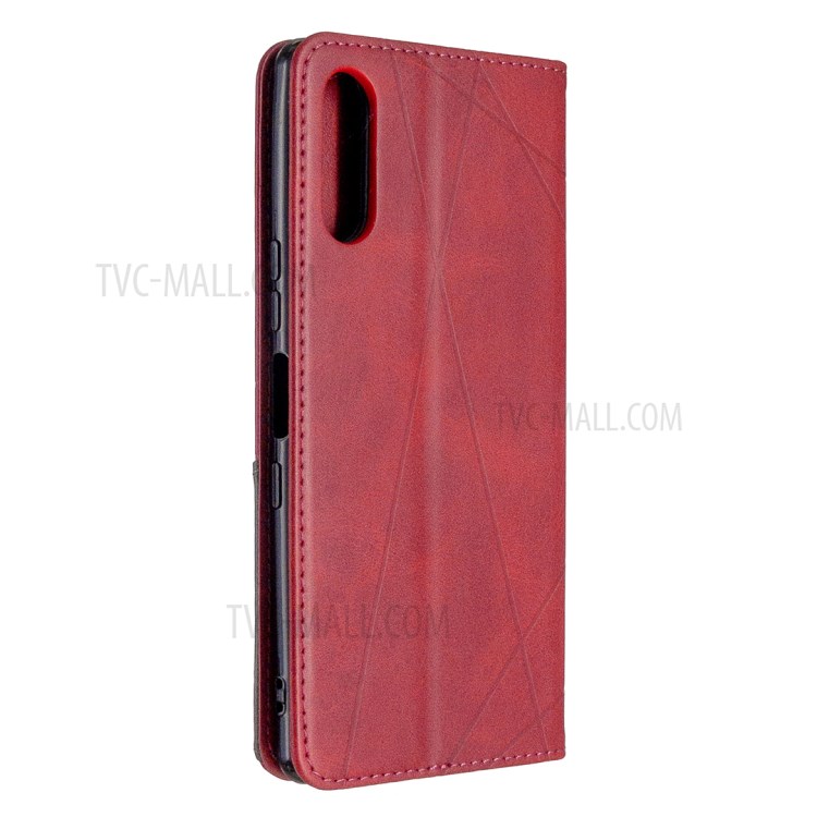 Padrão Estande Caso Titular Do Cartão De Couro Geométrica Para Sony Xperia L4 - Vermelho-3