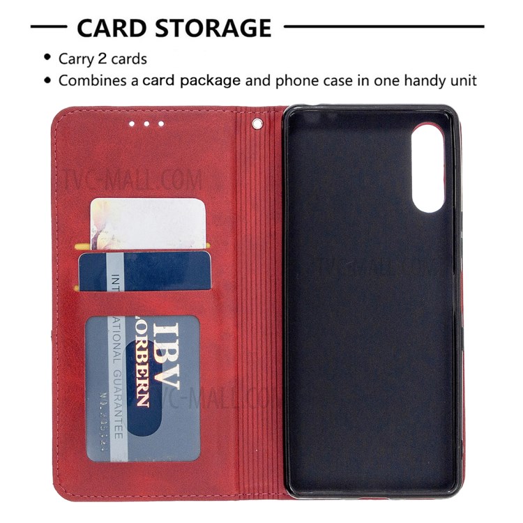 Padrão Estande Caso Titular Do Cartão De Couro Geométrica Para Sony Xperia L4 - Vermelho-7