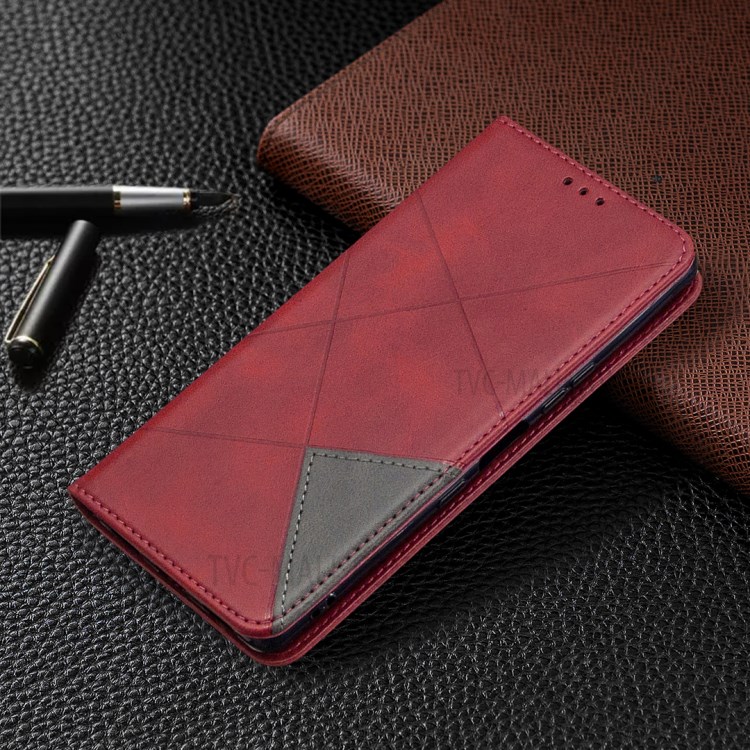 Padrão Estande Caso Titular Do Cartão De Couro Geométrica Para Sony Xperia L4 - Vermelho-8