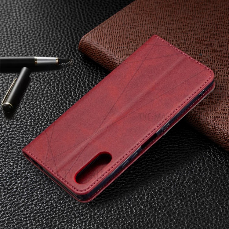 Padrão Estande Caso Titular Do Cartão De Couro Geométrica Para Sony Xperia L4 - Vermelho-9