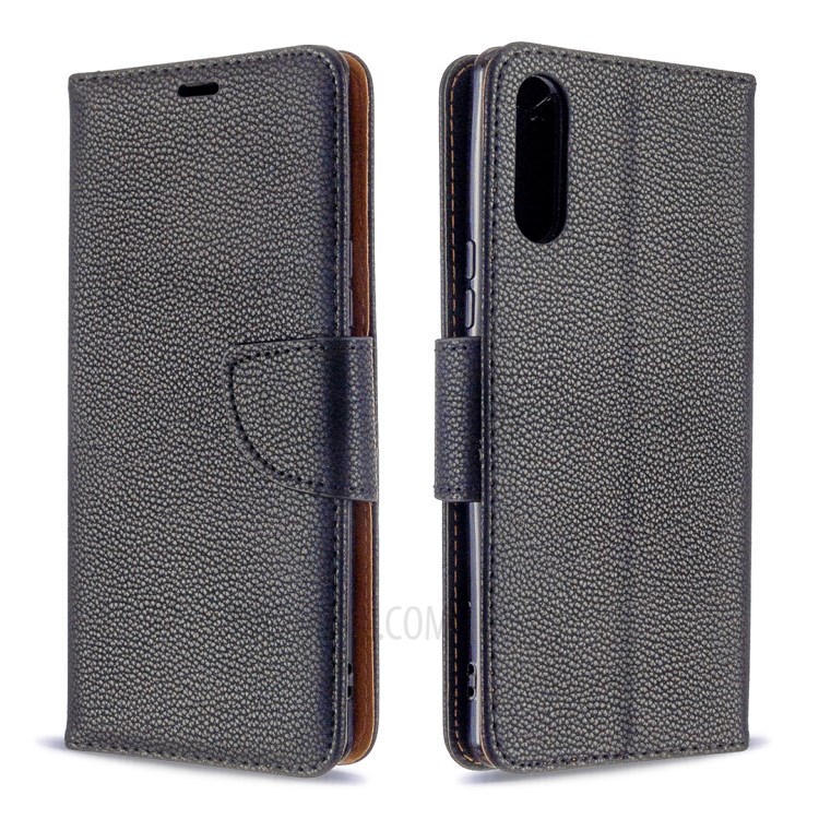 Litchi Textura Exclusiva Capa De Couro Shell Com Alça Para Sony Xperia L4 - Preto-4