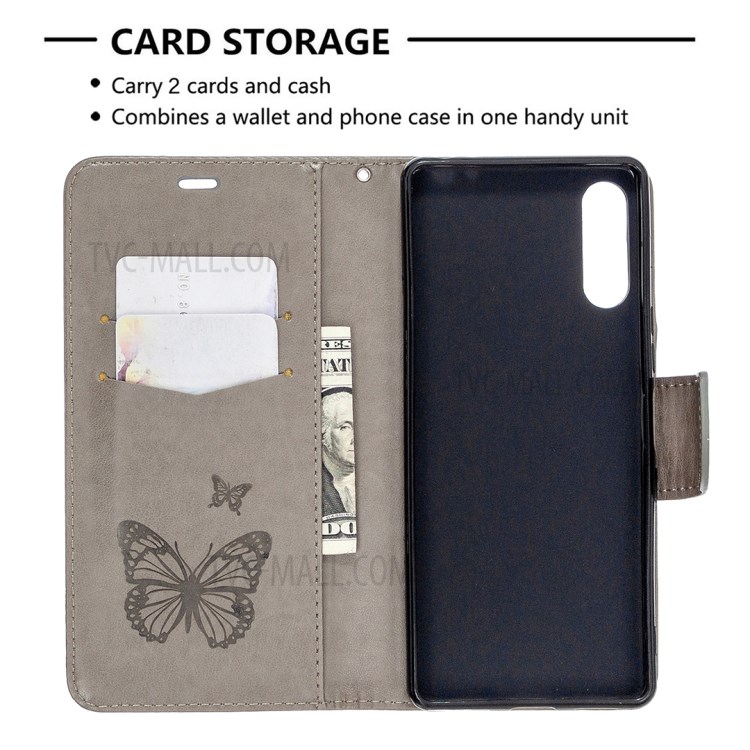 Shell De Couro Elegante Borboleta Marca Para Sony Xperia L4 - Castanho-6