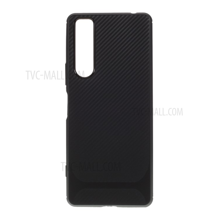 Fibra De Carbono Textura Tampa Do Telefone TPU Para Sony Xperia 1 II - Preto-1