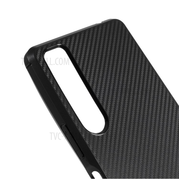 Fibra De Carbono Textura Tampa Do Telefone TPU Para Sony Xperia 1 II - Preto-4