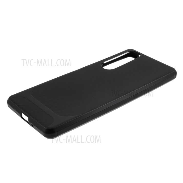 Fibra De Carbono Textura Tampa Do Telefone TPU Para Sony Xperia 1 II - Preto-5