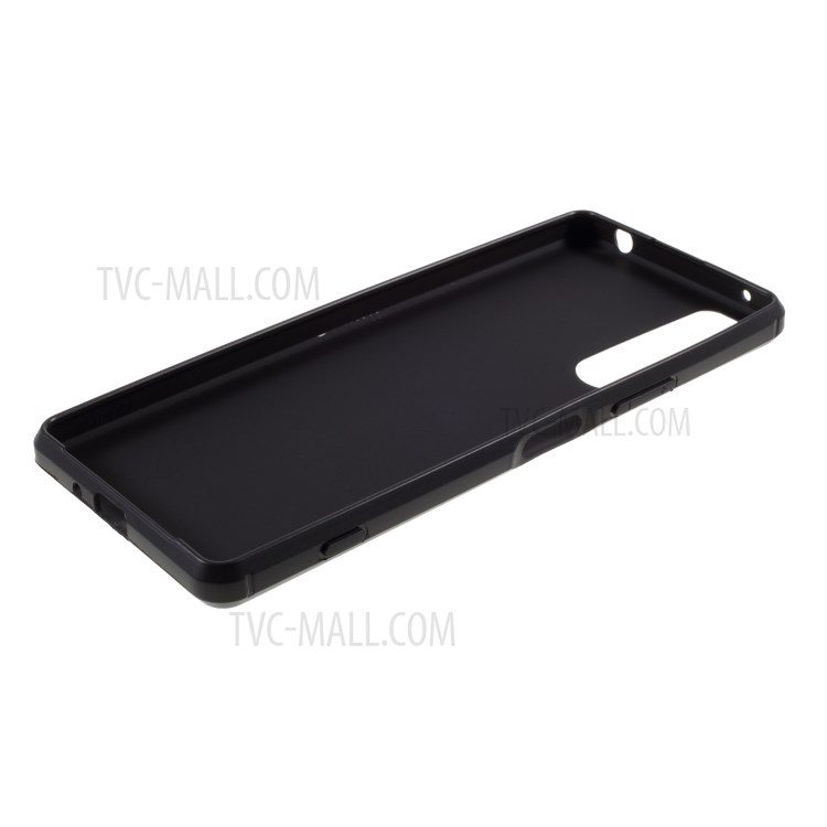 Fibra De Carbono Textura Tampa Do Telefone TPU Para Sony Xperia 1 II - Preto-7