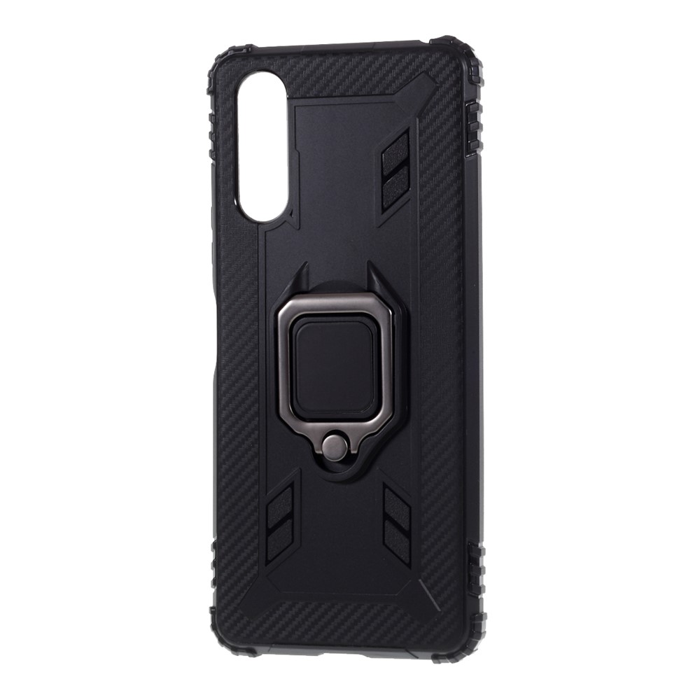 Finger Ring Kickstand Shell Shockproof TPU Cover for Sony Xperia 10 II - Black-2