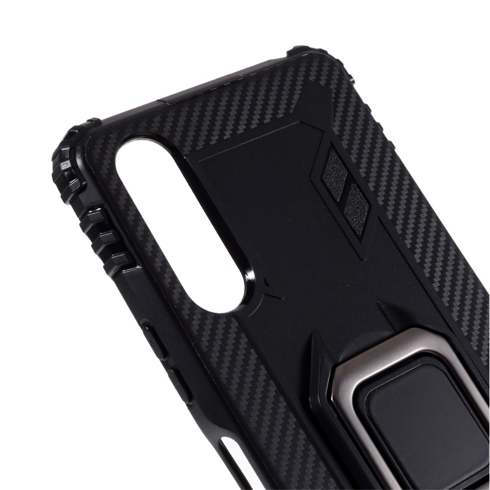 Finger Ring Kickstand Shell Shockproof TPU Cover for Sony Xperia 10 II - Black-4