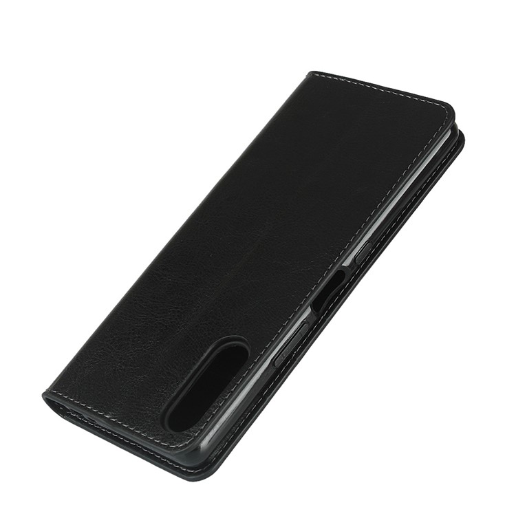 Crazy Horse Wallet Stand Cubierta de Cuero Genuina Para Sony Xperia L4 - Negro